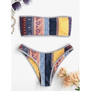 ZAFUL Women’s Lace Up Floral Bikini